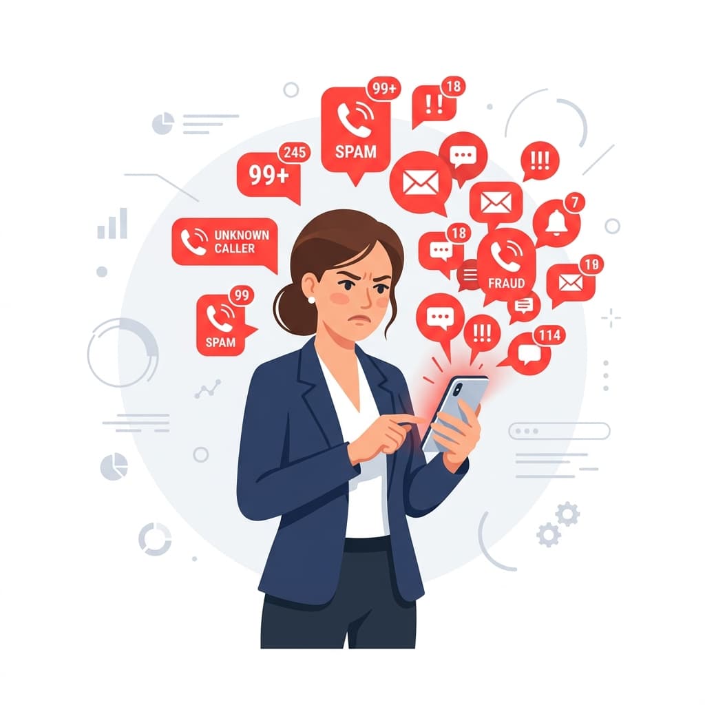 Person annoyed by endless spam calls due to data brokers